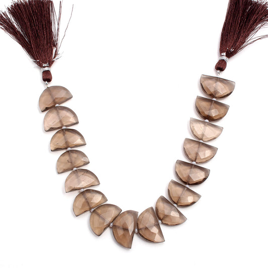Smoky Quartz Brown D Shape Smooth Natural Beads 8 Inches Strands