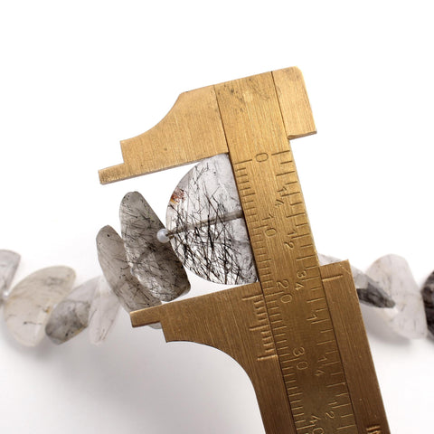 Black Rutilated Quartz D Shape Faceted Natural Beads 8 Inches Strands