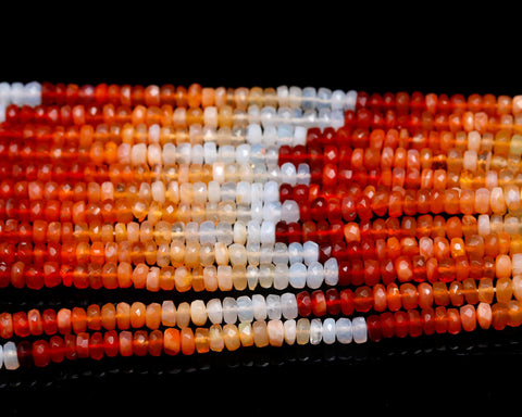 Mexican Fire Opal Orange Round Faceted Natural Beads 16 Inches Strands