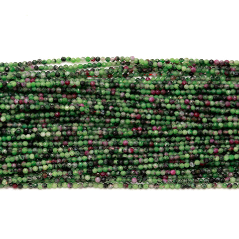 Ruby Zoisite Green Round Faceted Natural Beads 13 Inches Strands