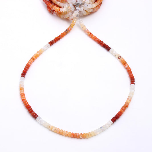 Mexican Fire Opal Orange Shaded Rondelle Faceted Natural Beads 16 Inches Strands