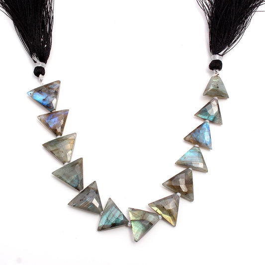 Labradorite Triangle Faceted Natural Beads 8 Inches Strands