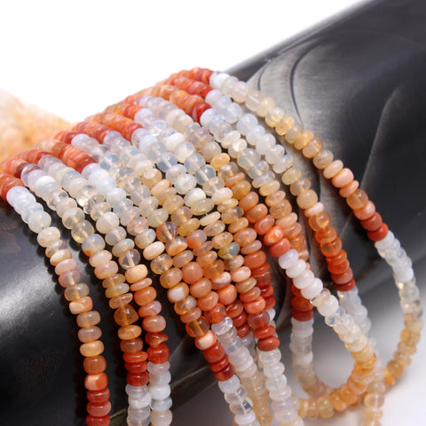 Mexican Fire Opal Orange Shaded Rondelle Faceted Natural Beads 16 Inches Strands