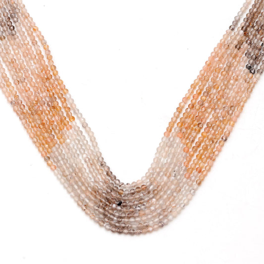 Moonstone Multi Color Round Faceted Natural Beads 13 Inches Strands