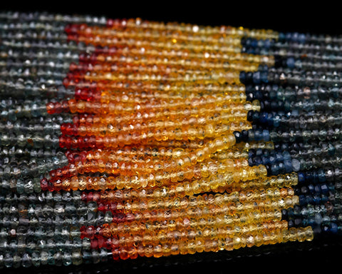 Sapphire Multi Rondelle Smooth Natural Beads 16 Inches Strands
