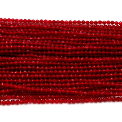 Red Onyx Round Micro Faceted Natural Beads 13 Inches strands