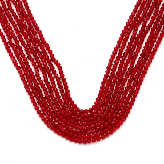 Red Onyx Round Micro Faceted Natural Beads 13 Inches strands