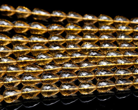 Citrine Brown Drop Faceted Natural Beads 16 Inches Strands