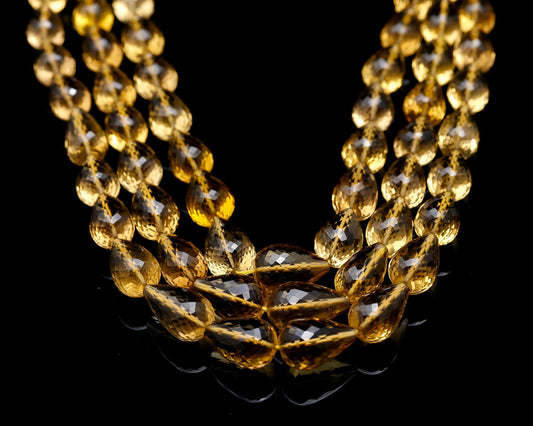 Citrine Brown Drop Faceted Natural Beads 16 Inches Strands
