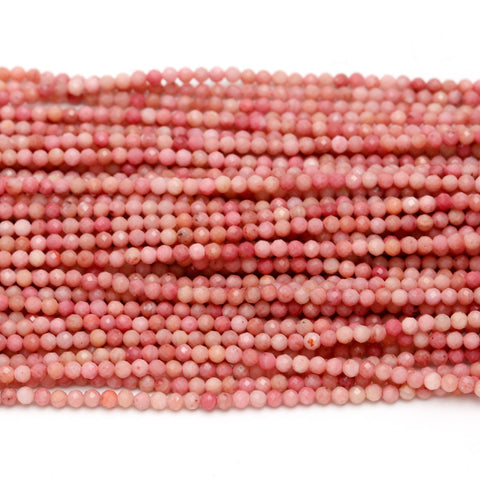 Pink Opal Round Pink Faceted Natural Beads 13 inches Strands