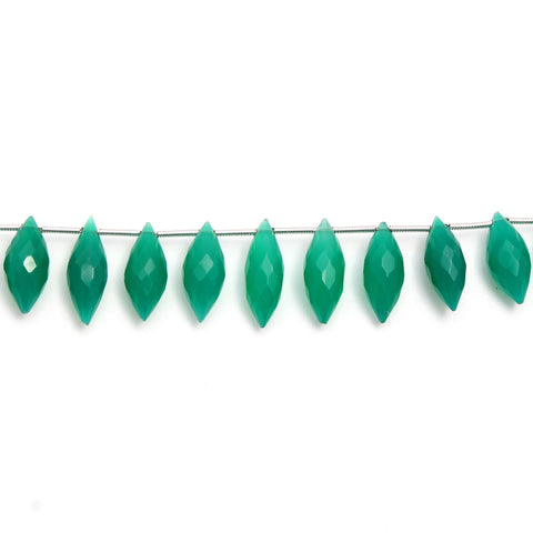 Green Onyx Dew Drops Smooth Natural Beads 8 Inches Strands