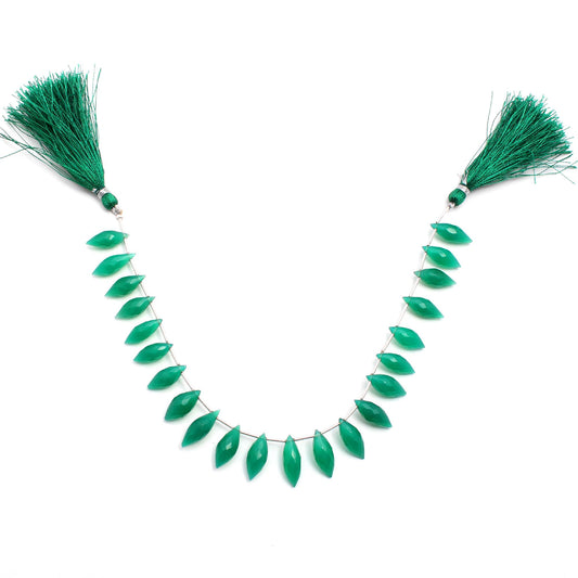 Green Onyx Dew Drops Smooth Natural Beads 8 Inches Strands