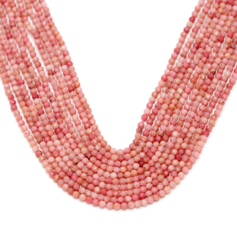 Pink Opal Round Pink Faceted Natural Beads 13 inches Strands