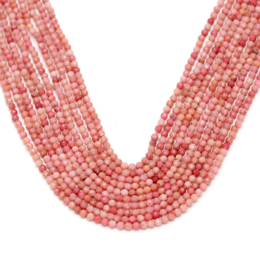 Pink Opal Round Pink Faceted Natural Beads 13 Inches Strands