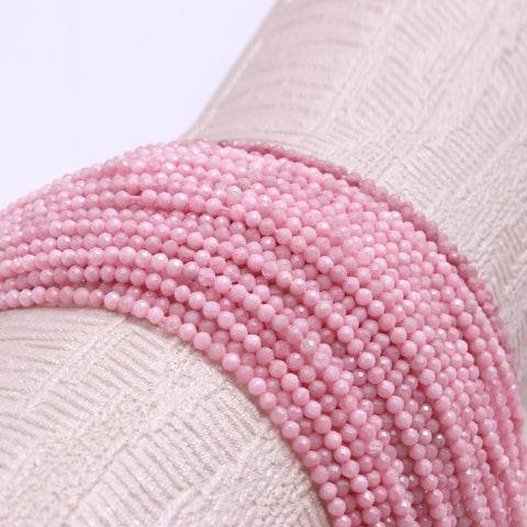 Pink Opal Round Pink Faceted Natural Beads 12 Inches Strands