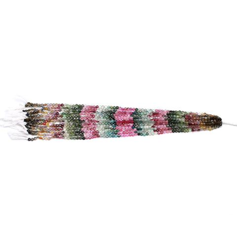 Multi Tourmaline Pink Round Faceted Natural Beads 12.5 Inches Strands