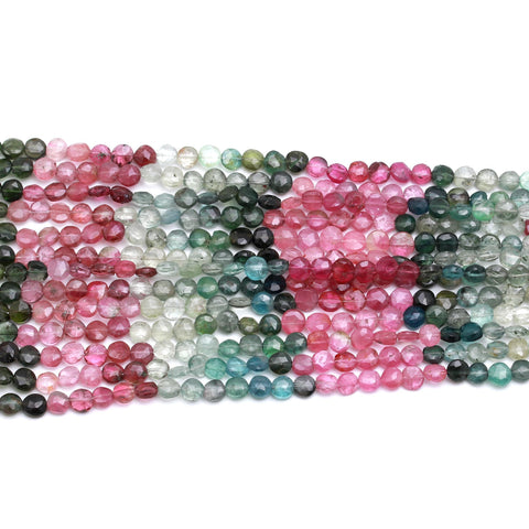 Multi Tourmaline Pink Round Faceted Natural Beads 12.5 Inches Strands