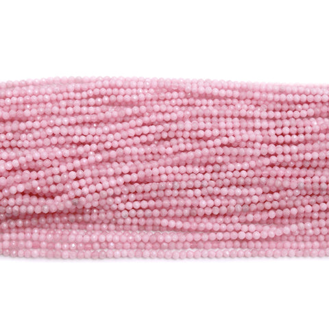 Pink Opal Round Pink Faceted Natural Beads 12 Inches Strands