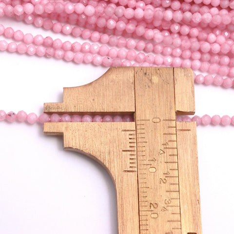 Pink Opal Round Pink Faceted Natural Beads 12 Inches Strands