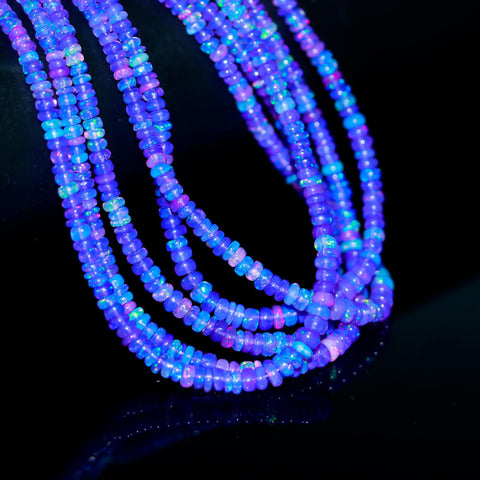 Ethiopian Opal Blue Rondell Faceted 3.5 mm Natural Beads 16 Inches Strands
