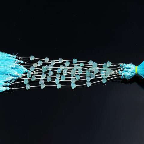 Aquamarine Butterfly Faceted Natural Beads 8 Inches Strands