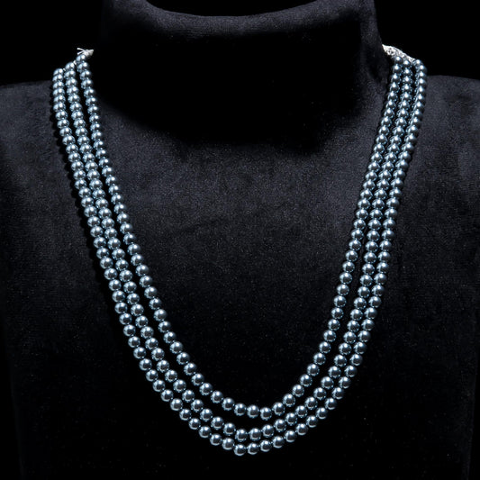 Pearl Black Round Smooth Beads Necklace 22 Inches Strands