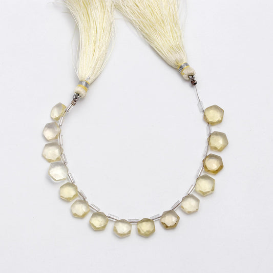 Lemon Quartz Yellow Hexagon Carving Natural Beads 8 Inches Strands