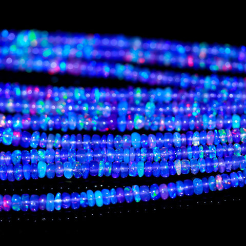 Ethiopian Opal Blue Rondell Faceted 3.5 mm Natural Beads 16 Inches Strands