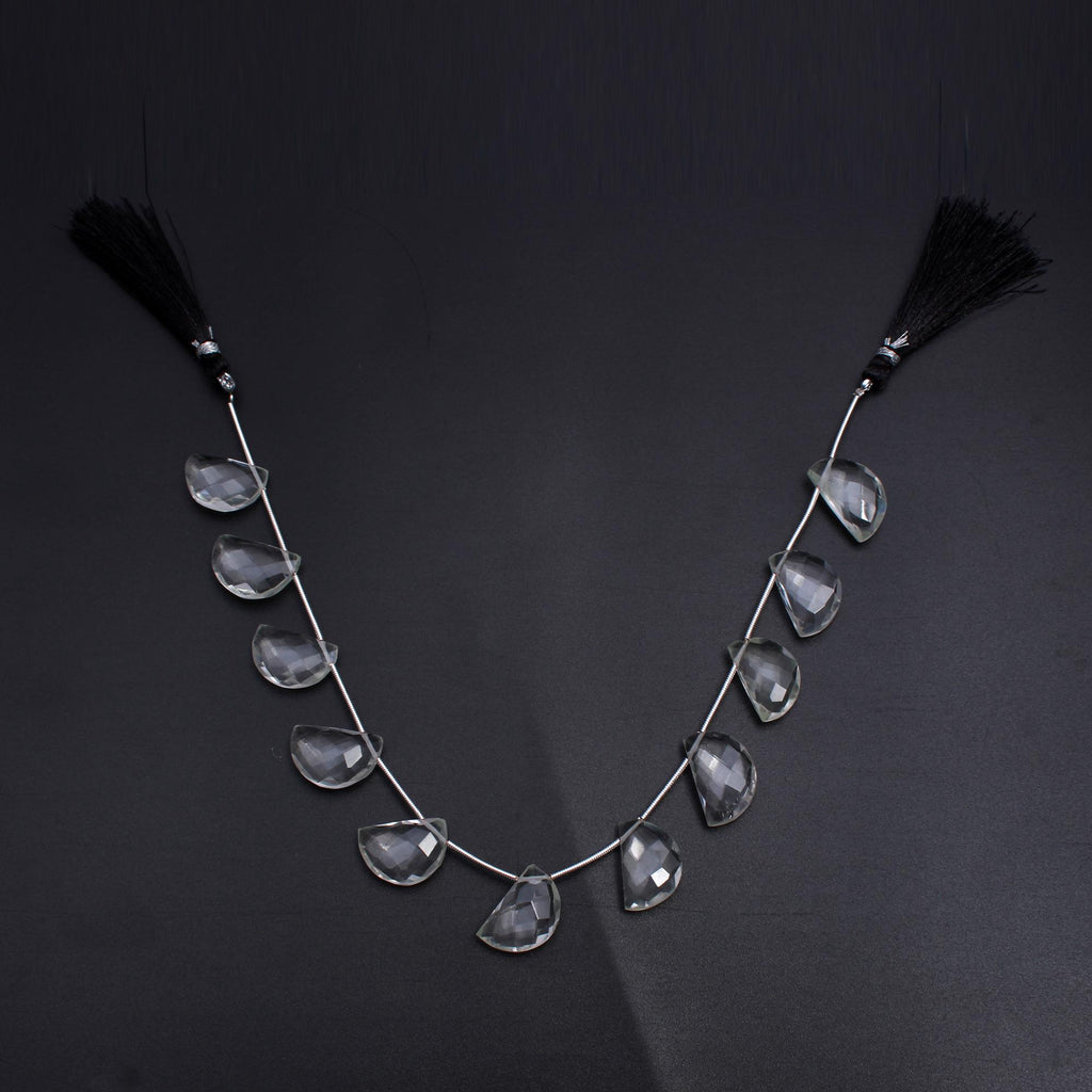 Crystal Quartz White D Shape Faceted Natural Beads 8 Inches Strands