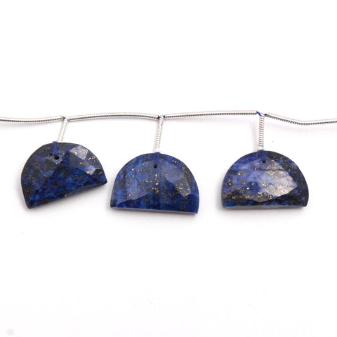 Lapis Lazuli D Shape Faceted Natural Beads 8 Inches Strands