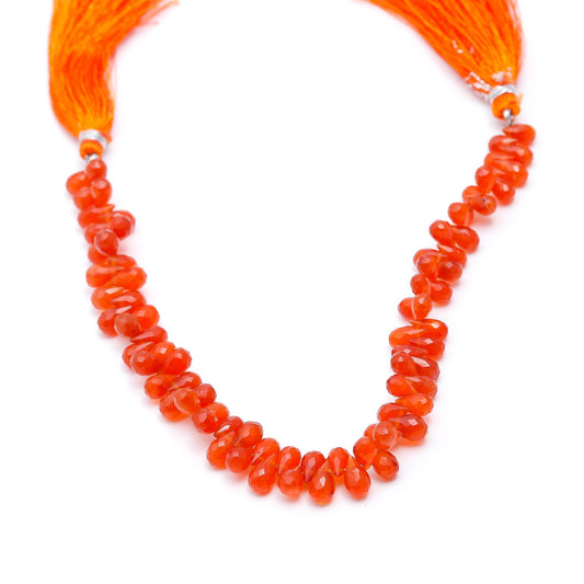 Carnelian Orange Drop Carving Natural Beads 8 Inches Strands