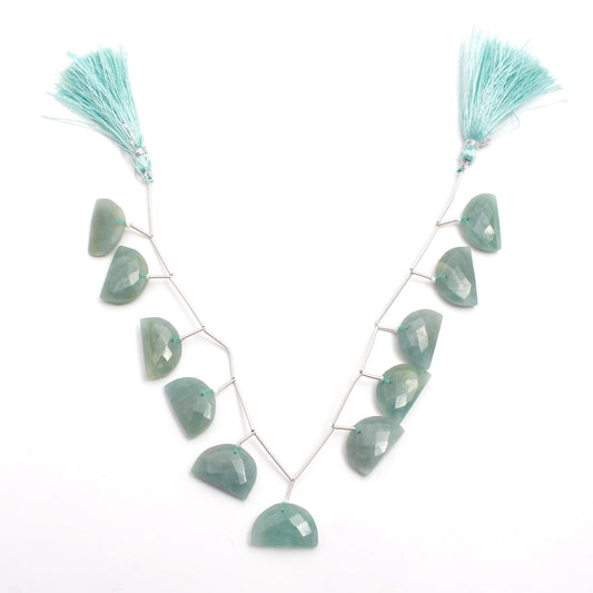 Aquamarine Green D Shape Faceted Natural Beads 8 Inches Strands
