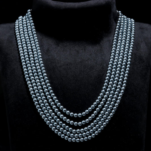 Pearl Black Round Smooth Beads Necklace 22 Inches Strands