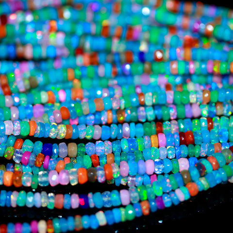 Ethiopian Opal Multi Color Rondell 3 mm Smooth Natural Beads 16 Inches Strands