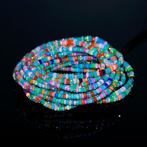 Ethiopian Opal Multi Color Rondell 3 mm Smooth Natural Beads 16 Inches Strands
