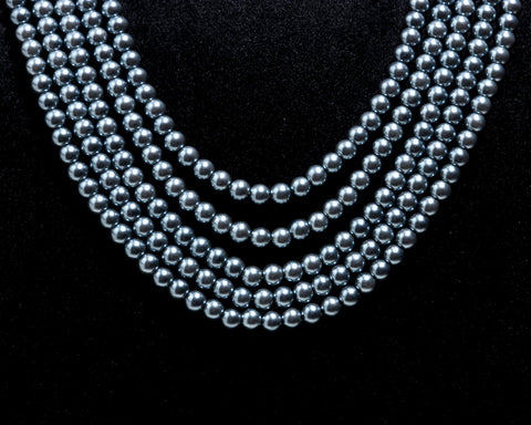 Pearl Black Round Smooth Beads Necklace 22 Inches Strands