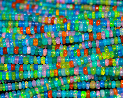 Multi Colol Ethiopian Multi Color Rondell Faceted Natural Beads 16 Inches Strands