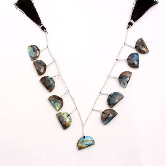 Labradorite D Shape Faceted Natural Beads 8 Inches Strands