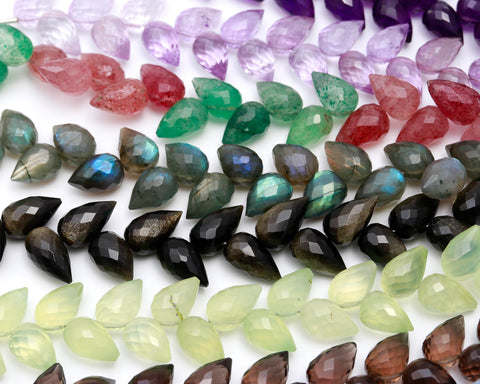 Multi Color Unusual Drill Collection Faceted Drop Natural Beads 4  Inches Strands