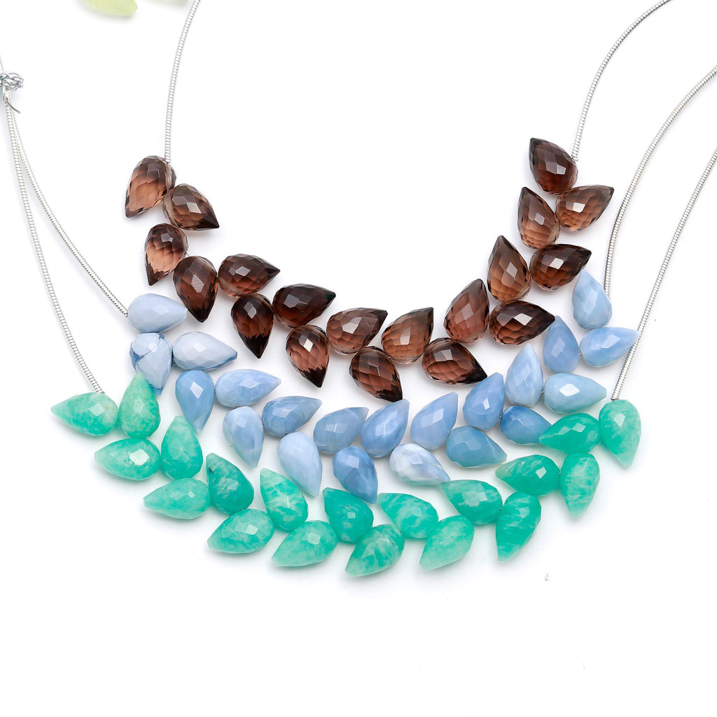 Multi Color Unusual Drill Collection Faceted Drop Natural Beads 4  Inches Strands