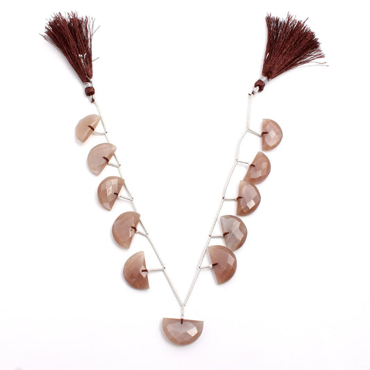 Chocolate Moonstone Brown D Shape 18 mm Faceted Natural Beads 8 Inches Strands