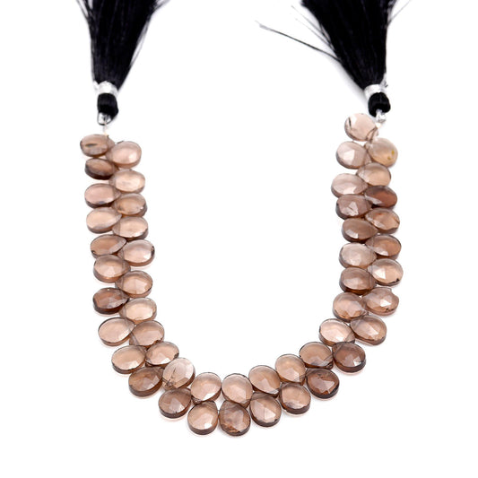 Smoky Brown Pear Smooth Natural Beads 8 Inches Strands