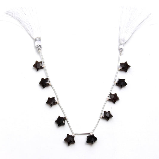 Smoky Quartz Black Star Faceted Natural Beads 8 Inches Strands