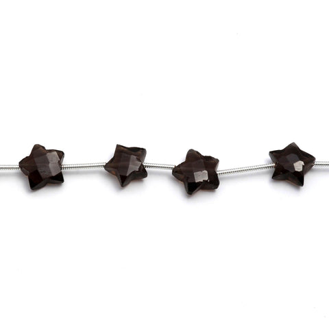 Smoky Quartz Black Star Faceted Natural Beads 8 Inches Strands