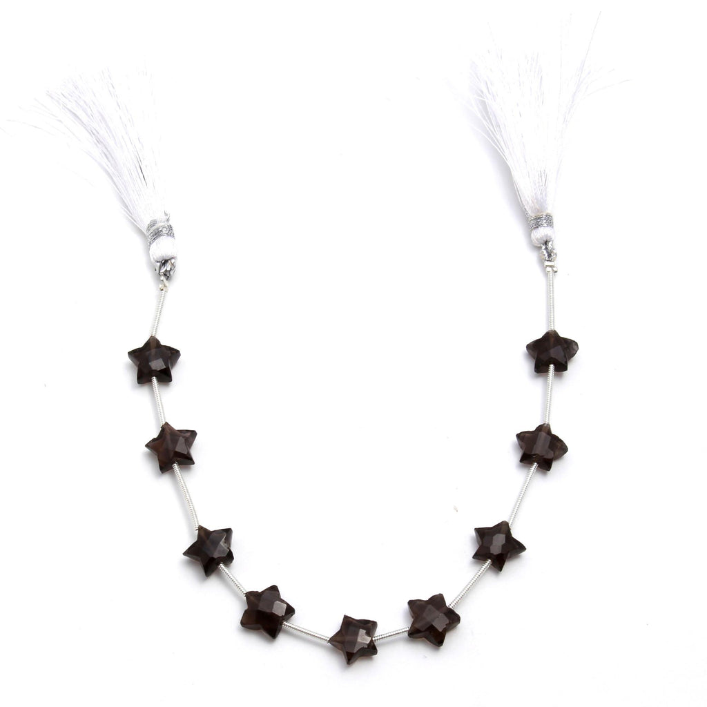 Smoky Quartz Black Star Faceted Natural Beads 8 Inches Strands