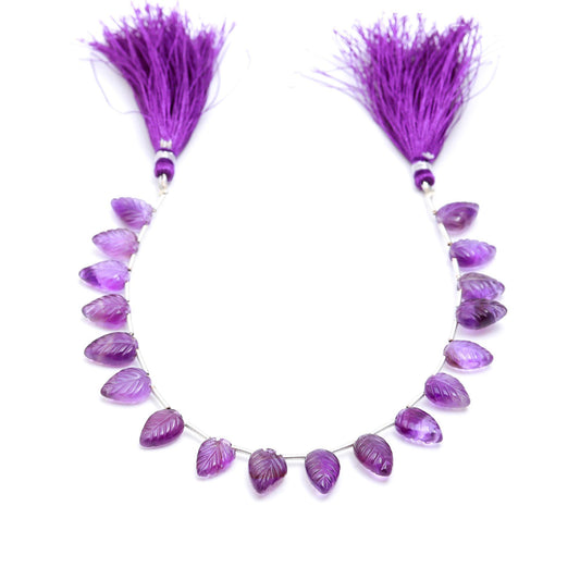 Amethyst Purple Leaf Natural Carving Natural 8 Inches Strands