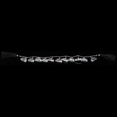 Crystal Quartz White D Shape 18 MM Faceted Natural Beads 8 Inches Strands