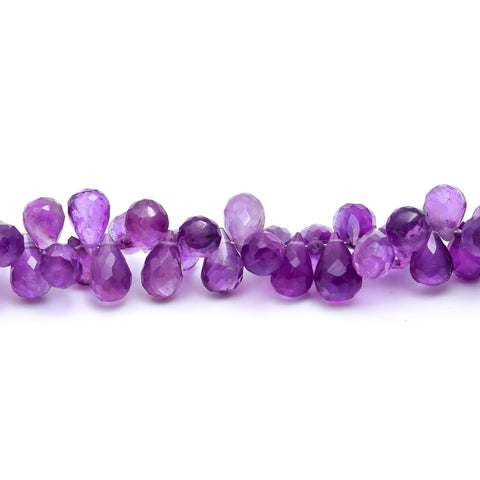 Amethyst Purple Drop Carving Natural 8 Inches Strands