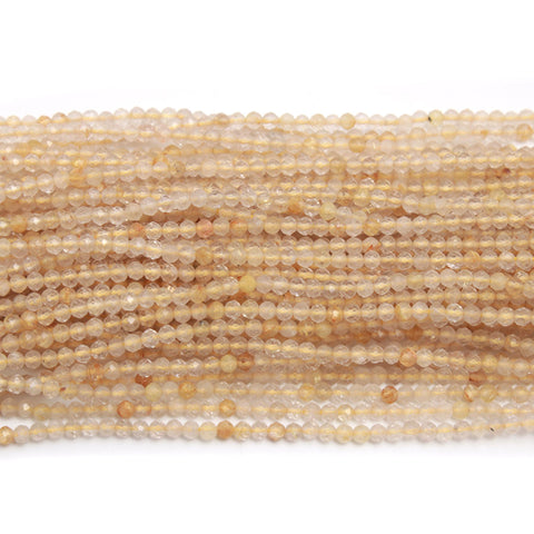 Golden Rutilated Quartz Round Faceted Natural Beads 12 inches strands