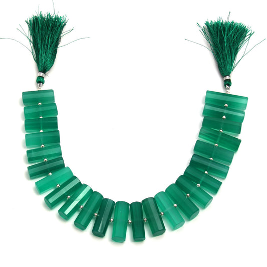 Green Onyx Tube Oval Smooth Natural Beads Necklace 8 Inches Strands